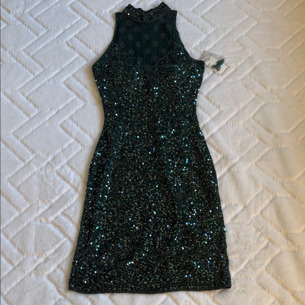 Dazzling Green Sequin Mini Dress